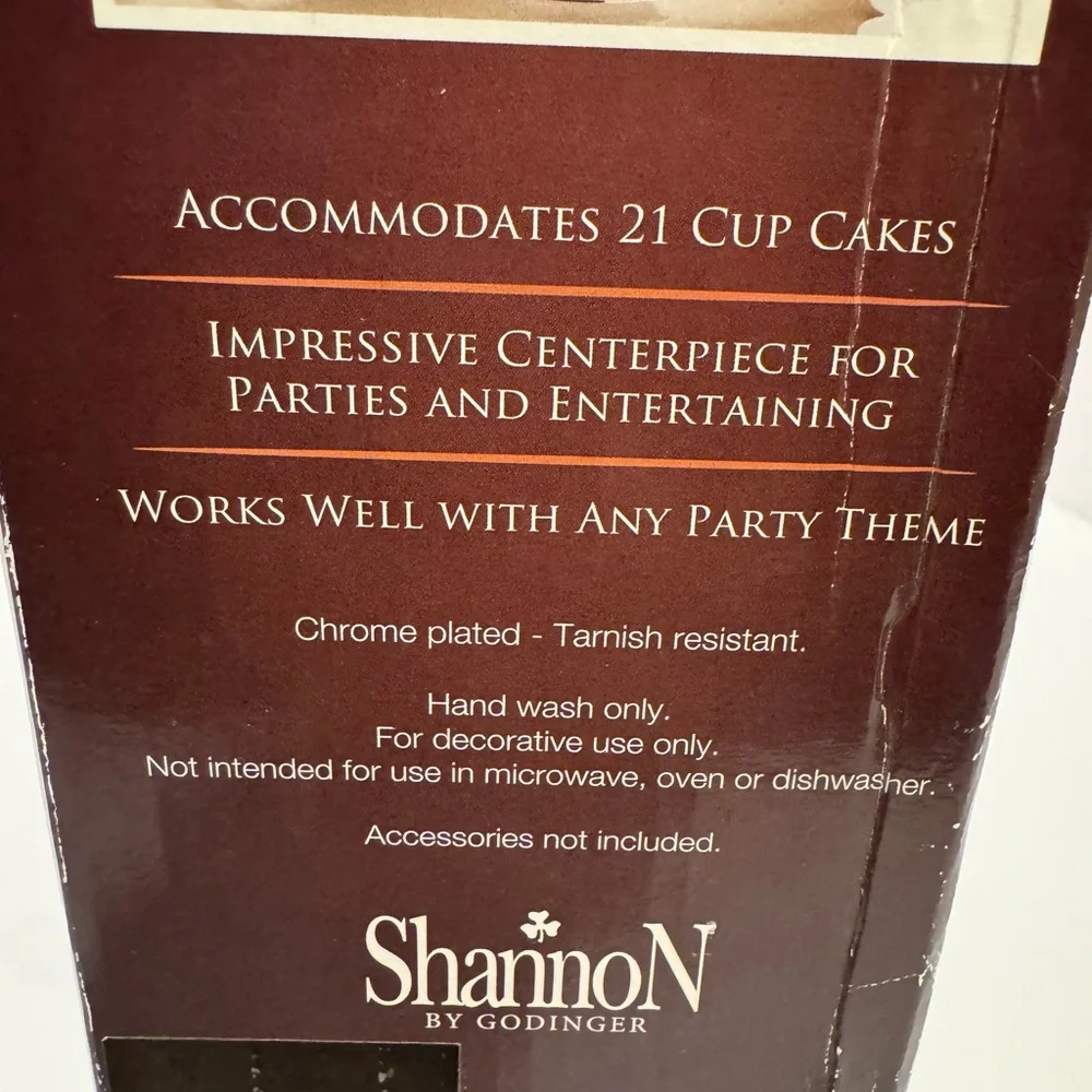 Shannon By Godinger Revolving Four Tier Chrome Cupcake Stand Vintage